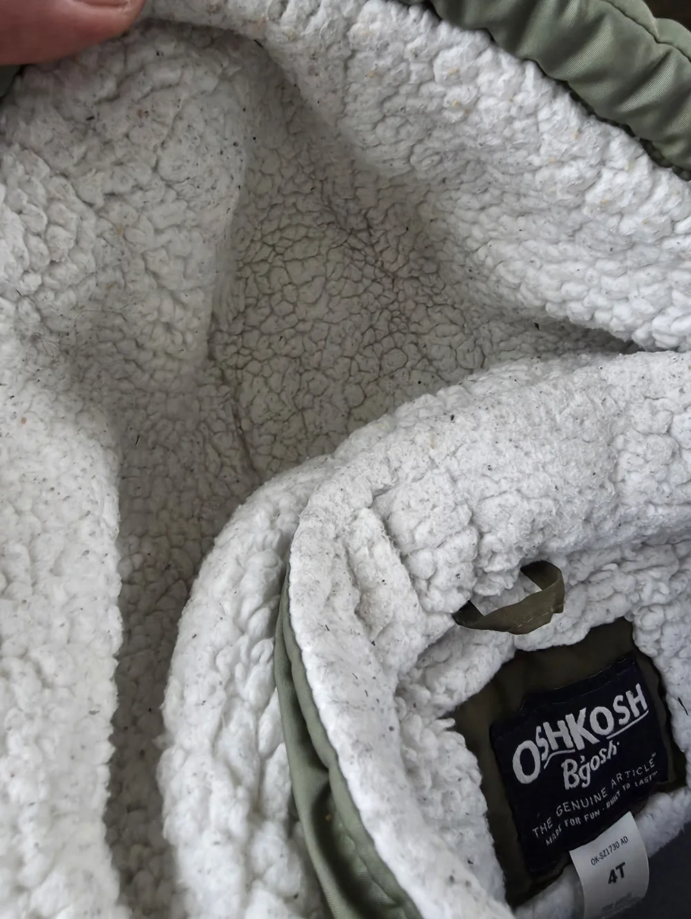 OshKosh B'gosh Toddler Boy 4T Colorblock Winter Jacket Sherpa Lined Olive Brown